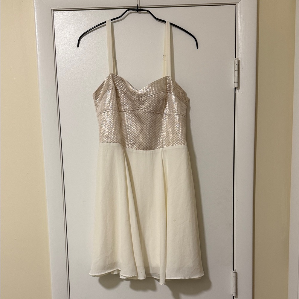 Express Cream and Gold Mini Dress